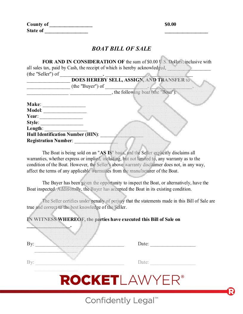 Boat Bill of Sale document preview