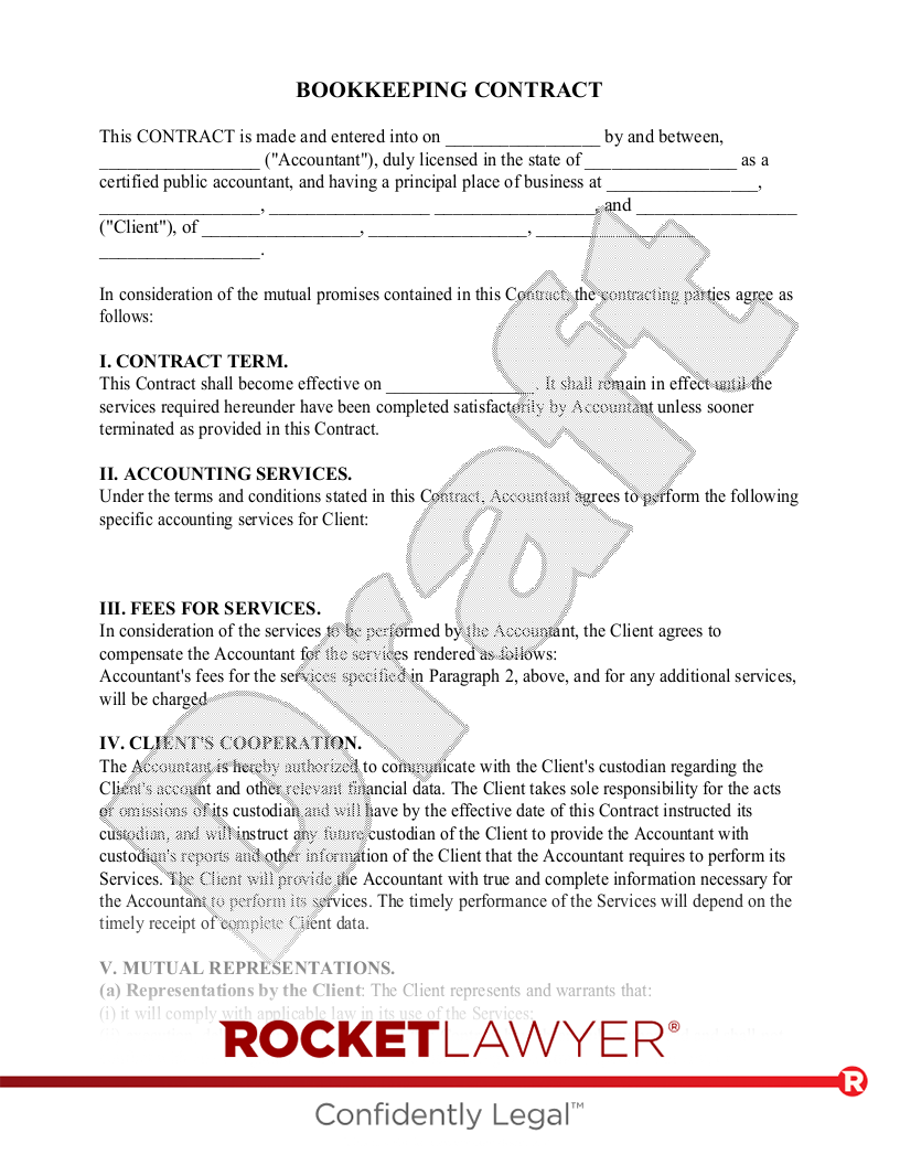Bookkeeping Contract document preview