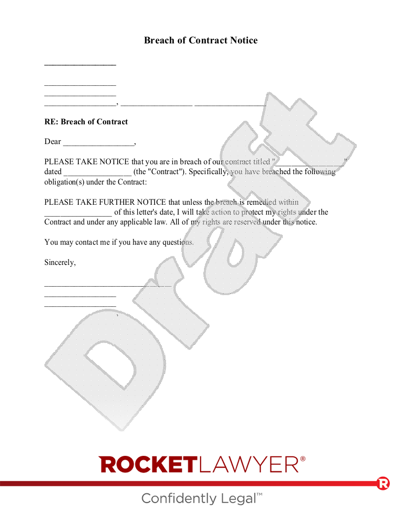 Free Breach Of Contract Letter Template