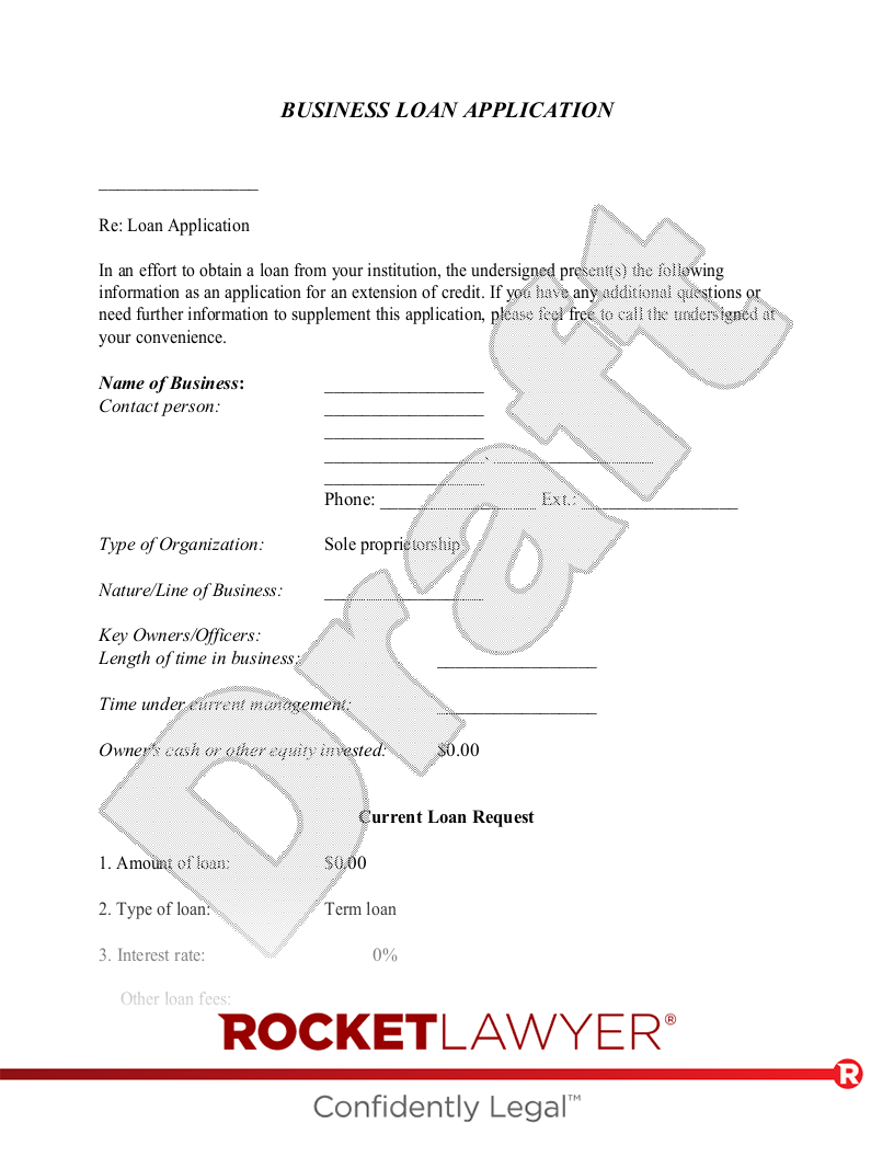Business Loan Application document preview