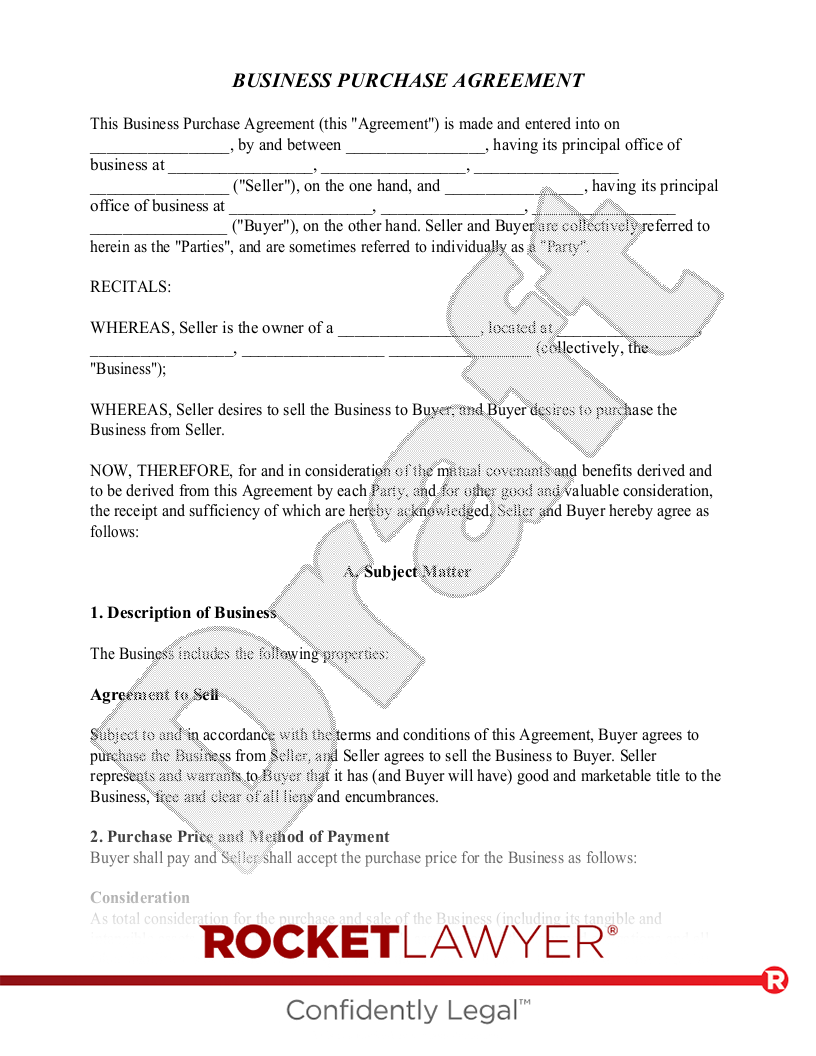 Business Purchase Agreement document preview