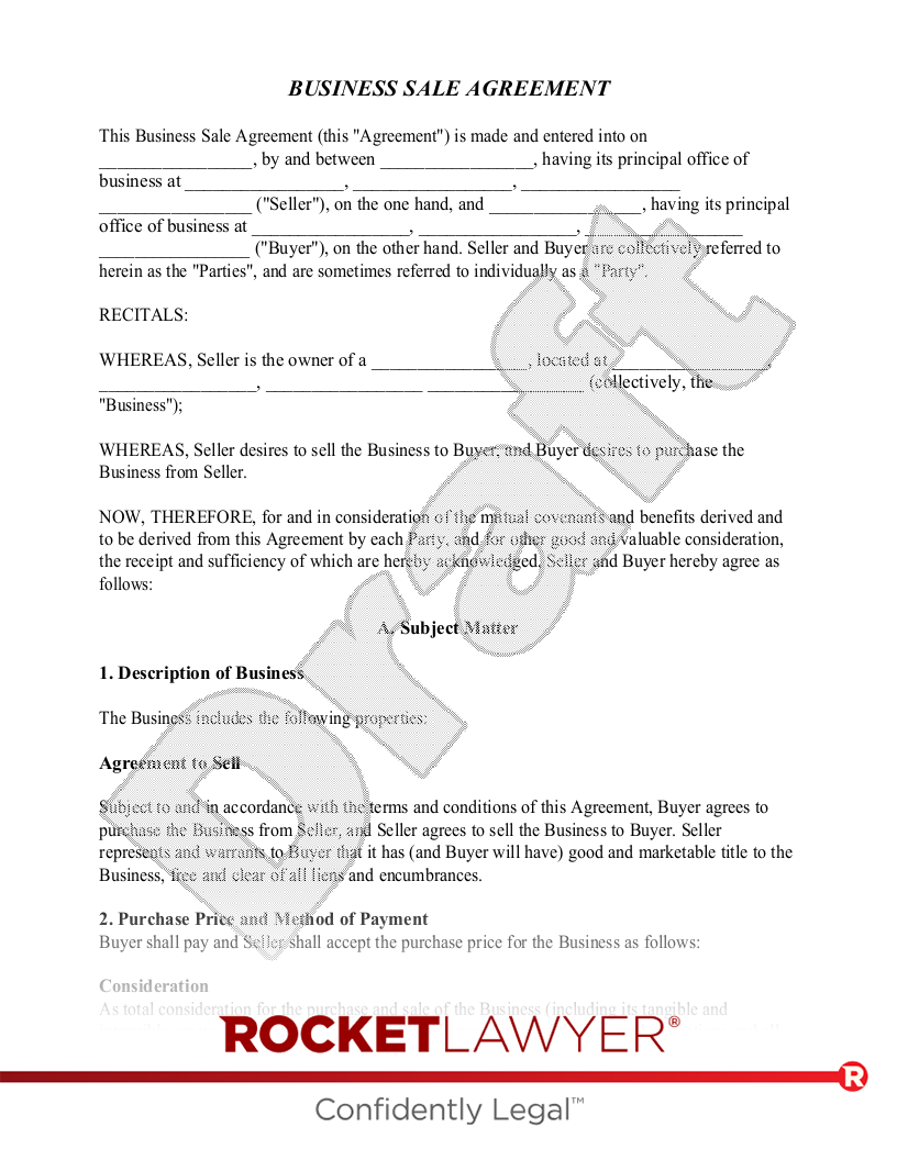 Business Sale Agreement document preview
