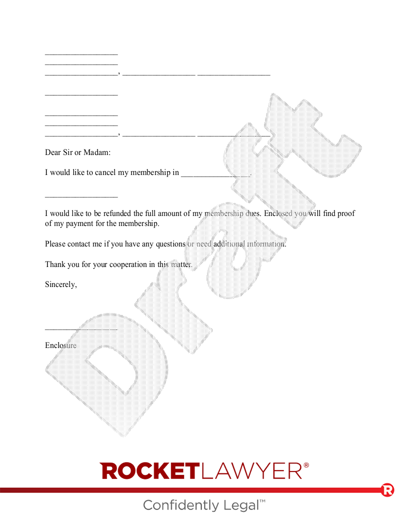 Membership Cancellation Letter document preview