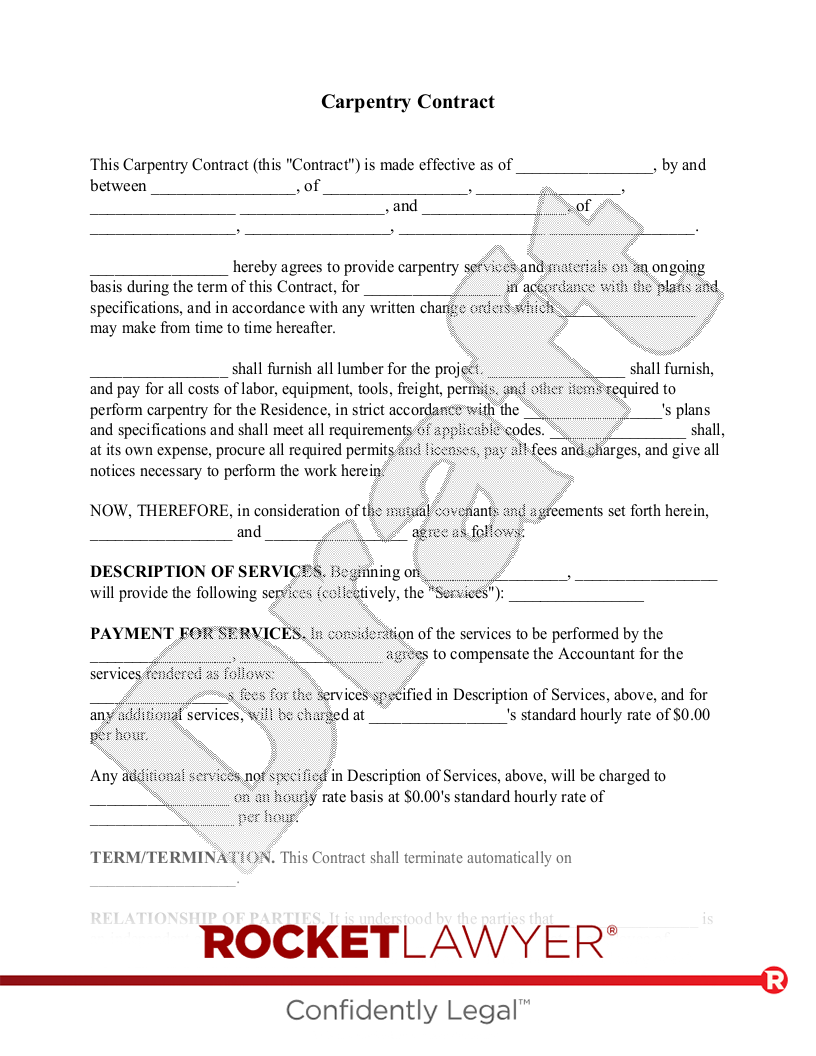 Printable Carpentry Contract Template printable-carpentry-contract-template