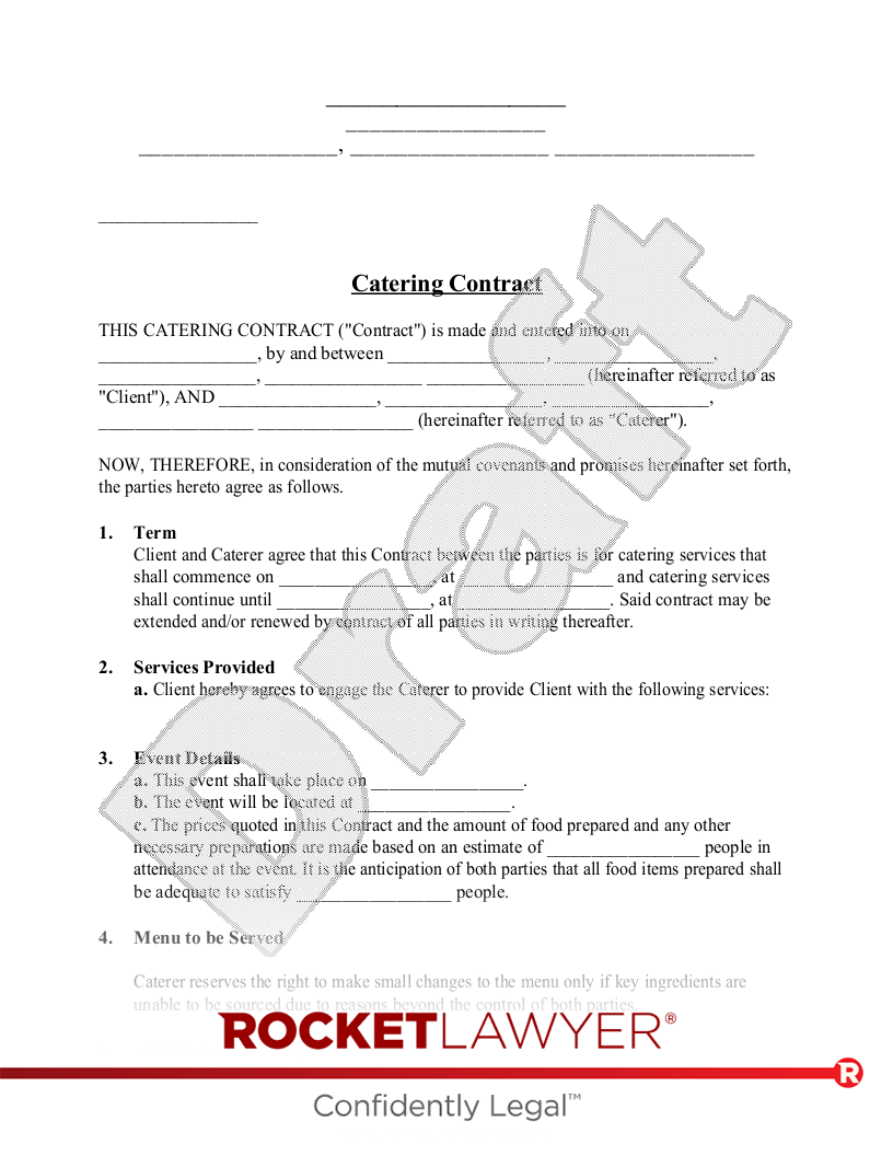 Catering Contract document preview