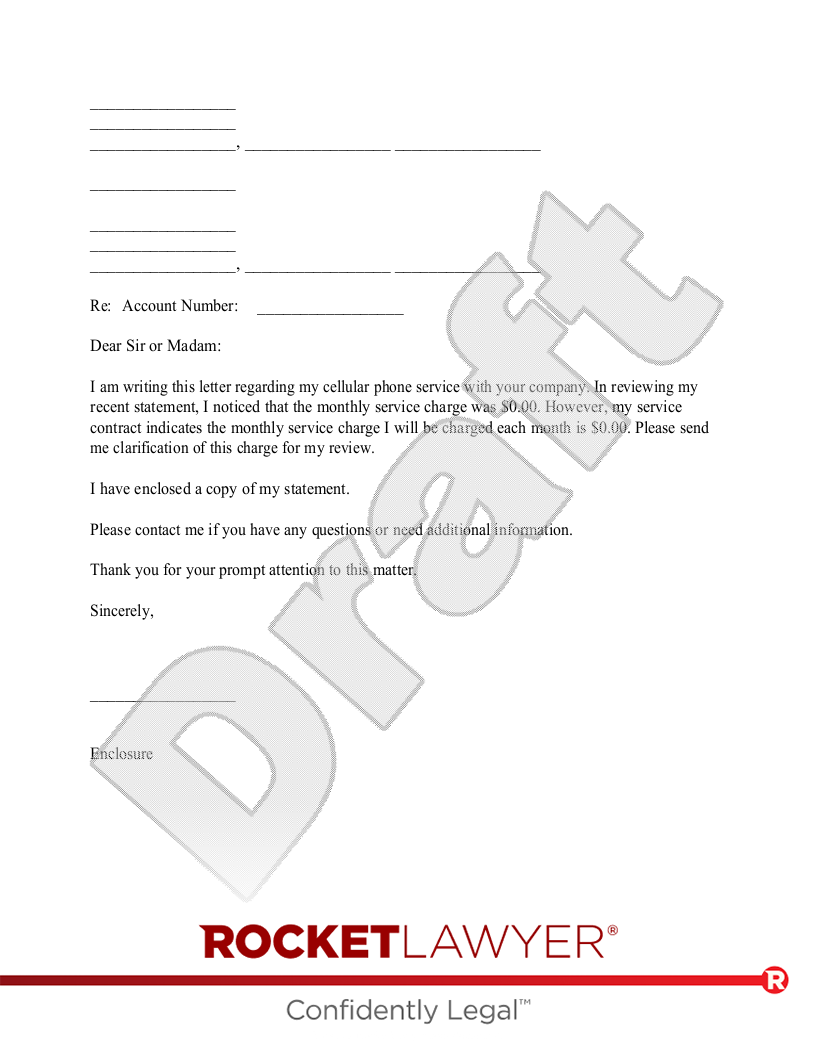 Cell Phone Inquiry Letter document preview
