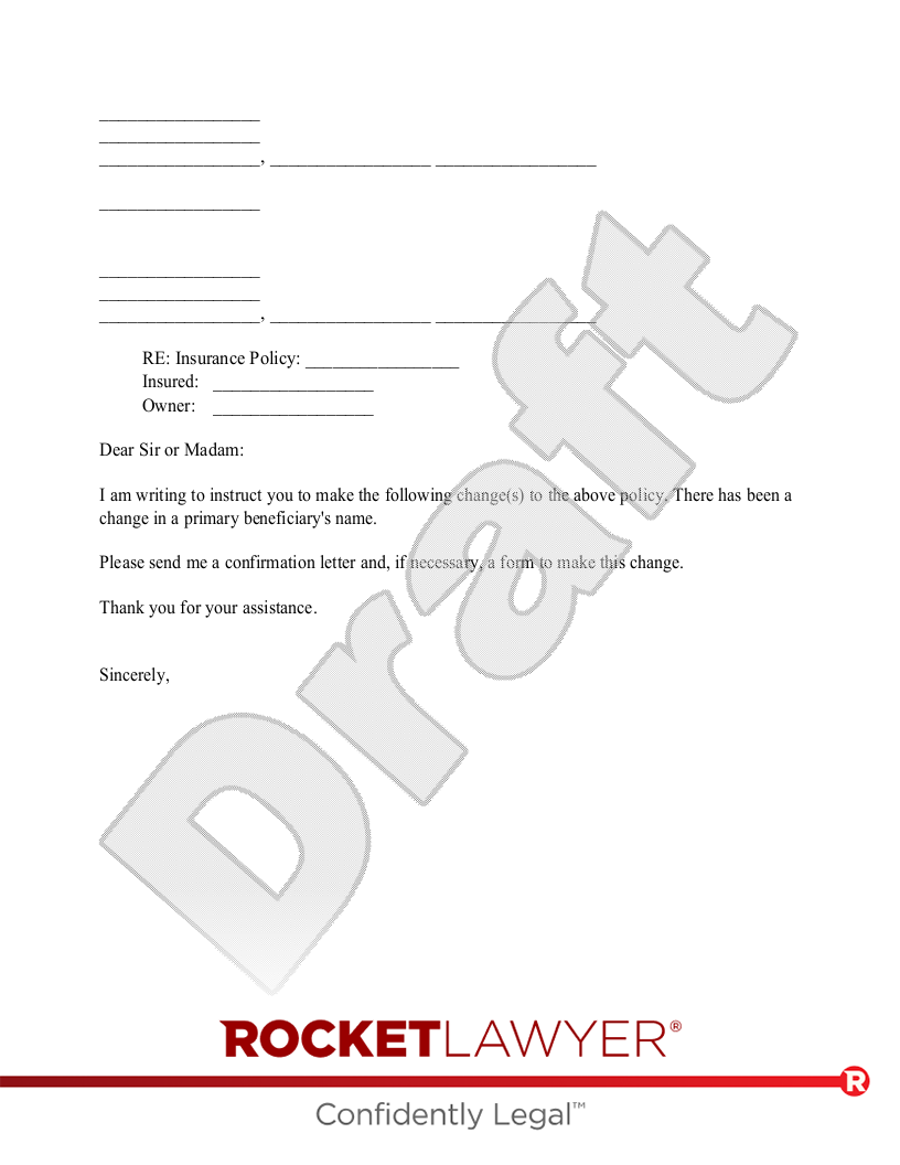 Change of Beneficiary Letter document preview