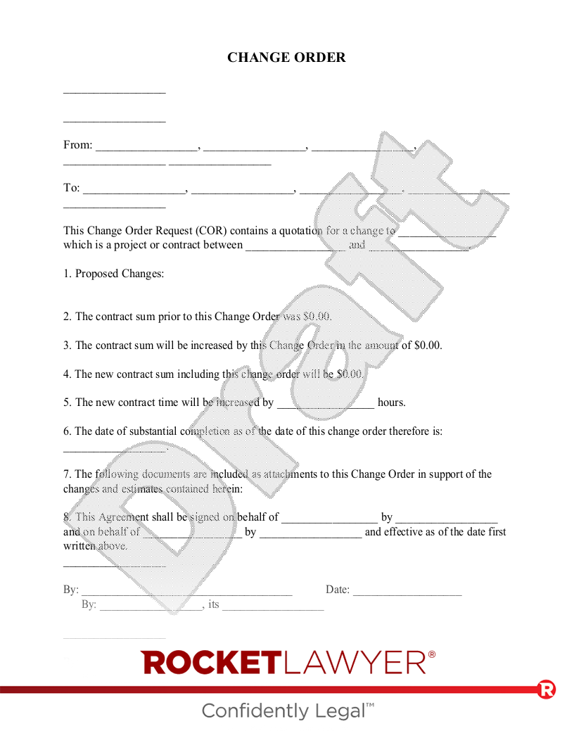 Change Order document preview