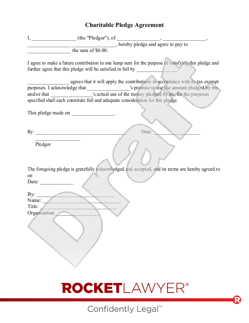 Charitable Pledge Agreement document preview