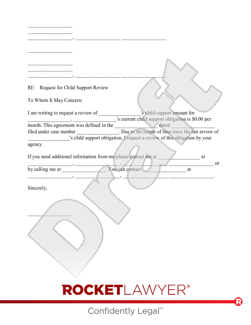 Child Support Review Letter document preview