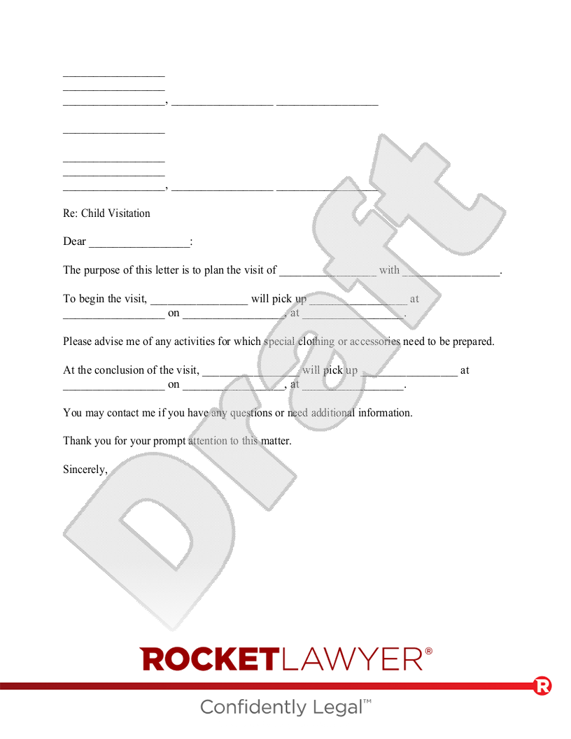 Child Visitation Letter document preview