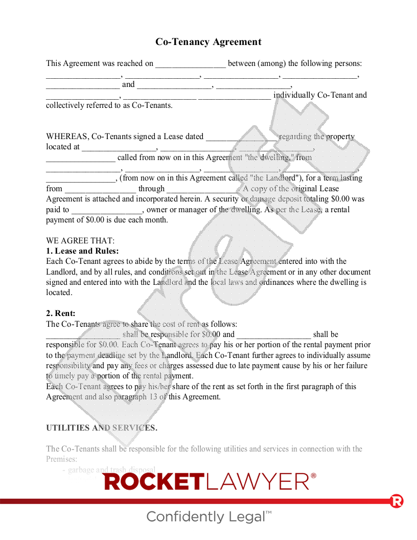 MAKE YOUR FREE Co Tenancy Agreement Co Tenancy Agreement India