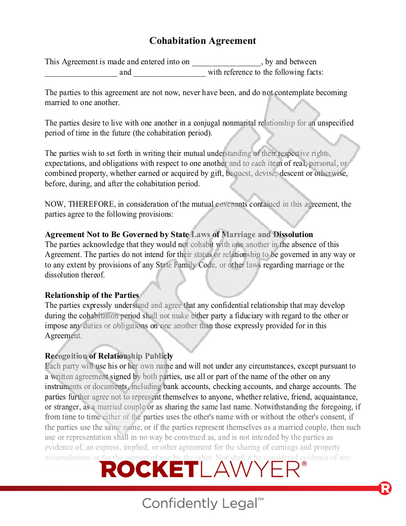 Cohabitation Agreement document preview