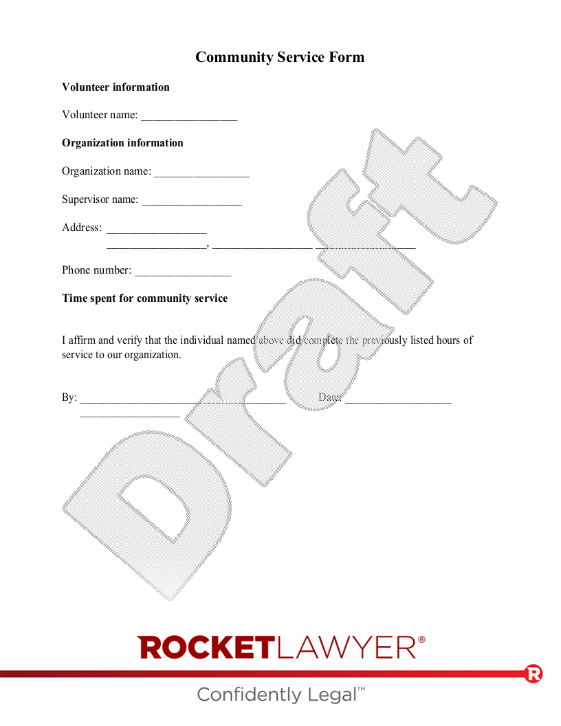 Community Service Form document preview