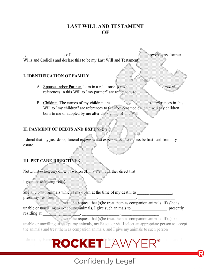 Complete Will for Same-Sex Couples document preview