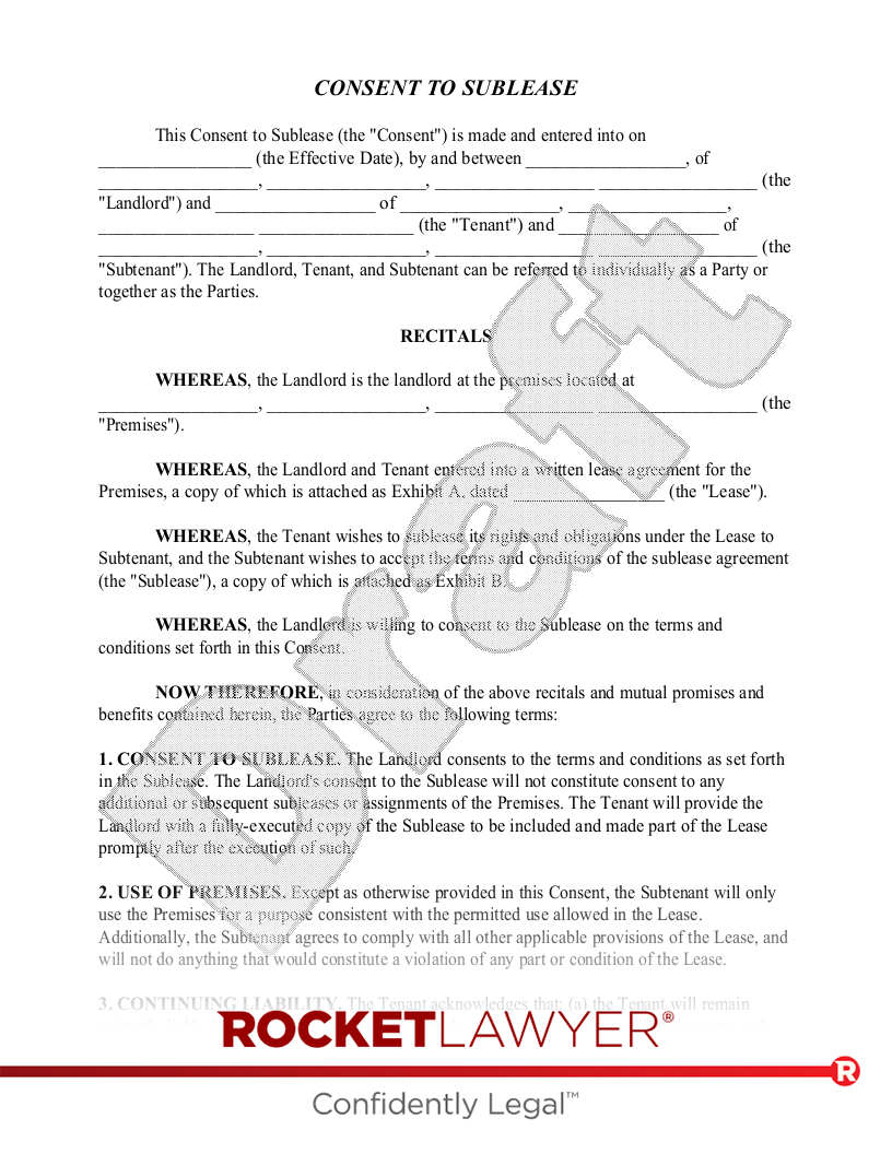 Consent to Sublease document preview