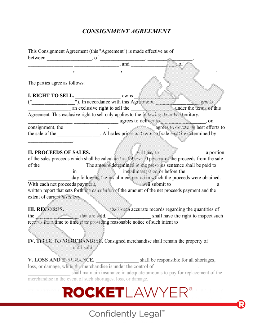 Consignment Agreement document preview