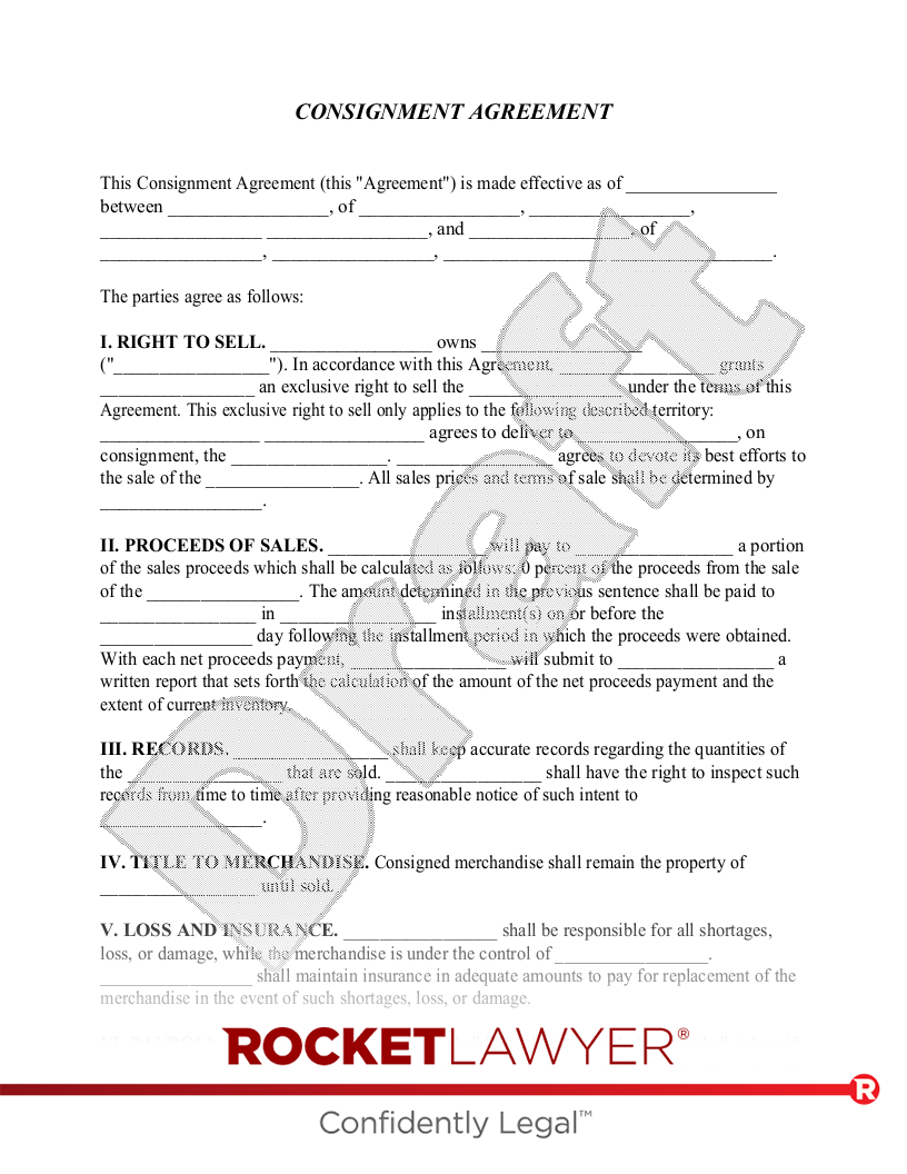 Free Consignment Agreement Template & FAQs Rocket Lawyer