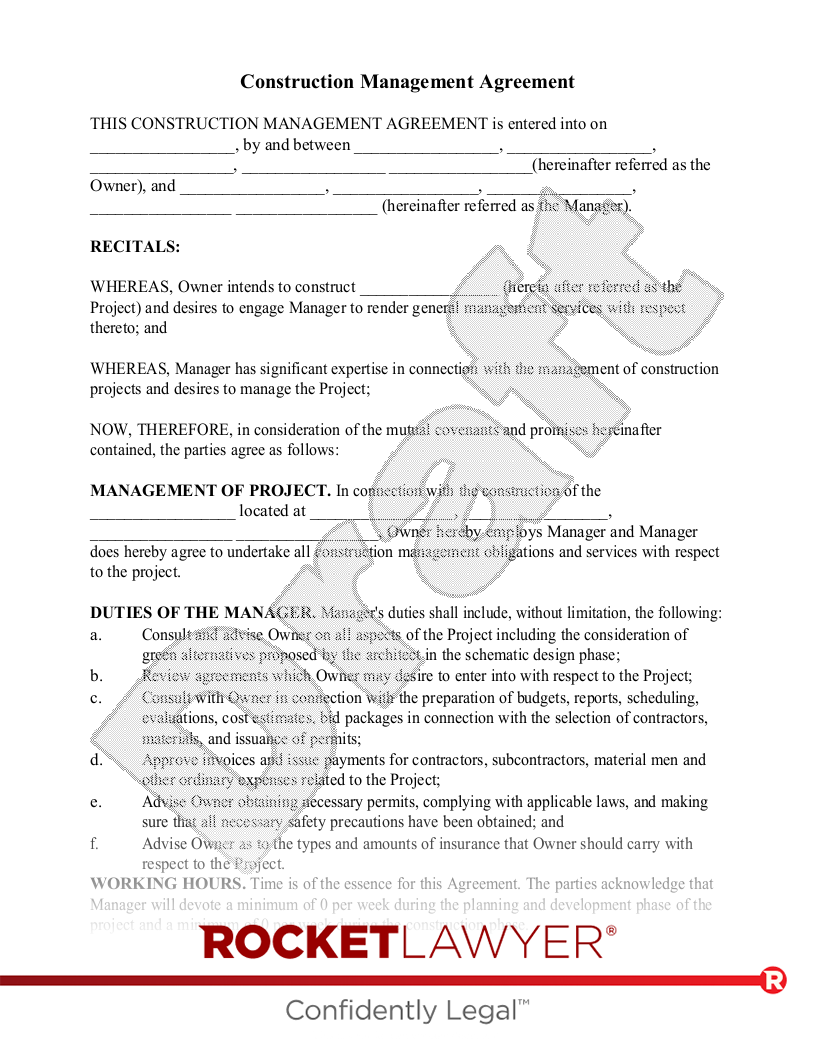 Construction Management Agreement document preview