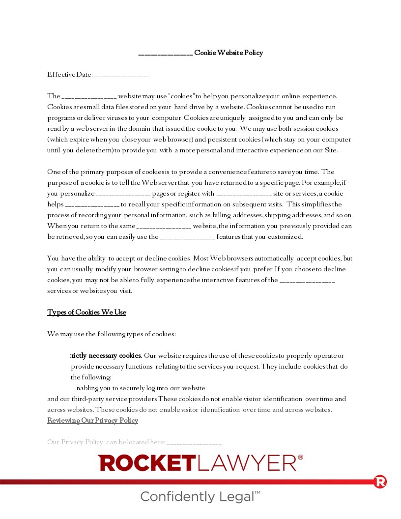 Free Cookie Policy Template & FAQs Rocket Lawyer