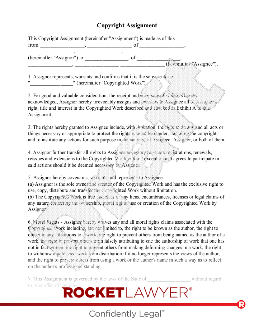 copyright assignment fees