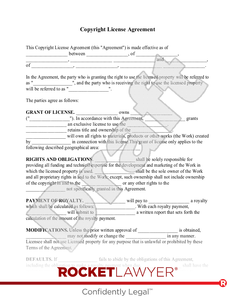 Copyright License Agreement document preview