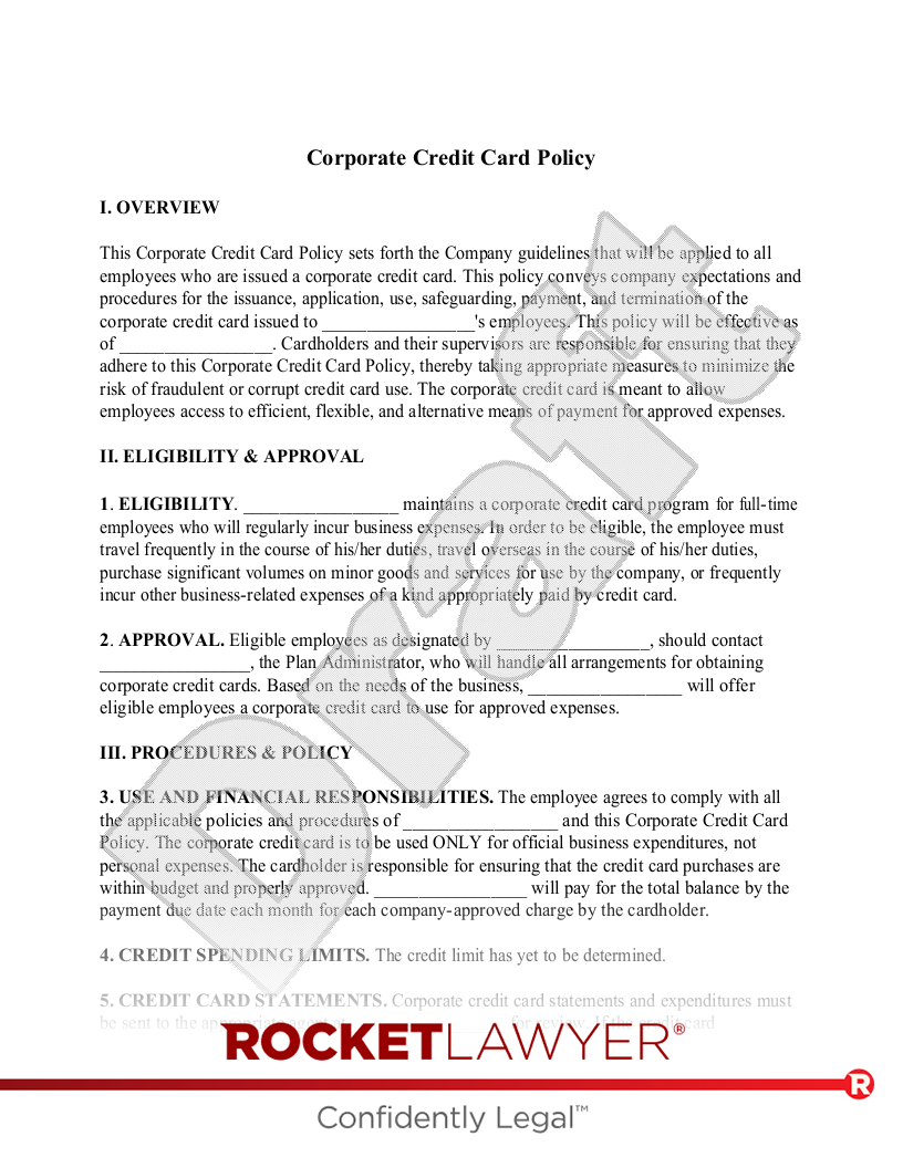 Corporate Credit Card Policy document preview
