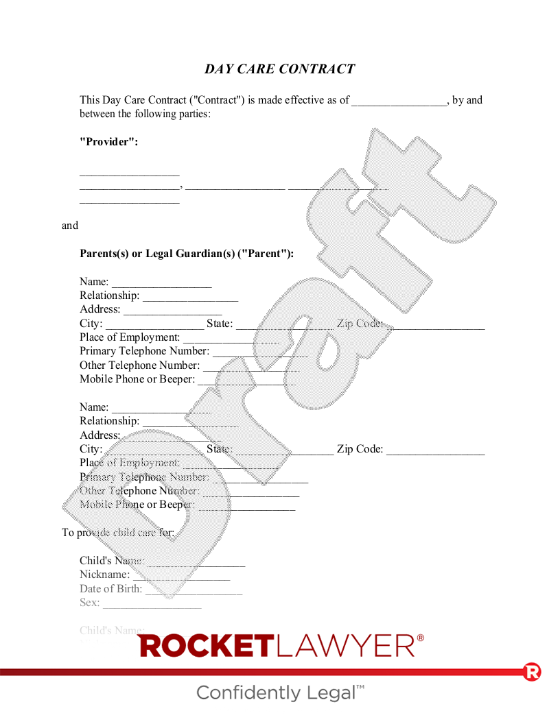 Day Care Contract document preview