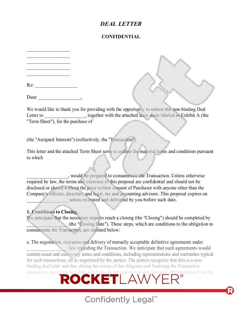 Deal Letter document preview