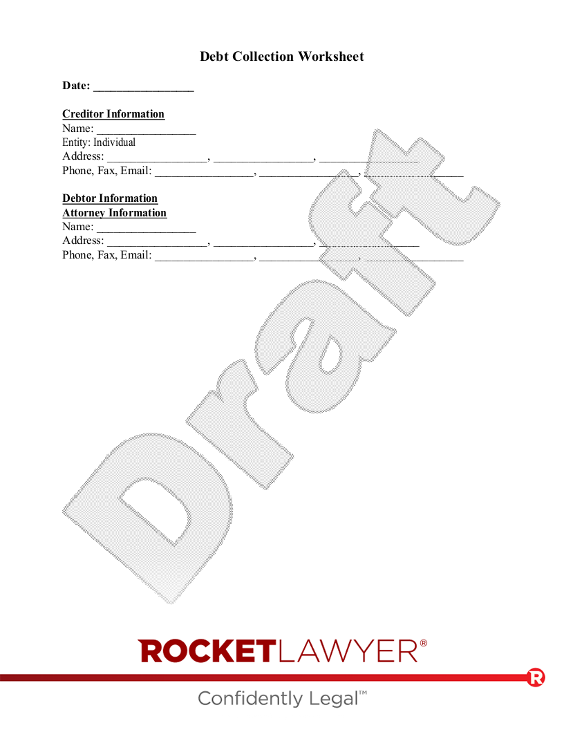Debt Collection Worksheet document preview