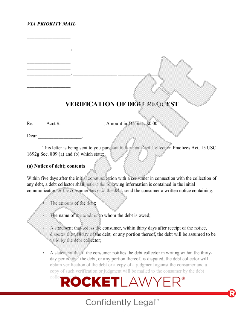 Debt Validation Letter document preview