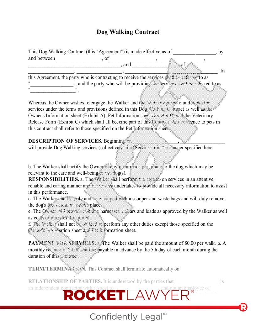 Dog Walking Contract document preview