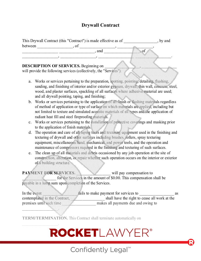Drywall Contract document preview