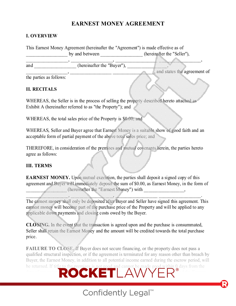 MAKE YOUR FREE Earnest Money Agreement Florida Earnest Money Sample 