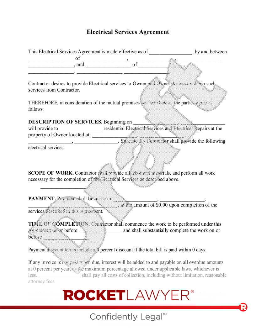 Electrical Service Agreement document preview
