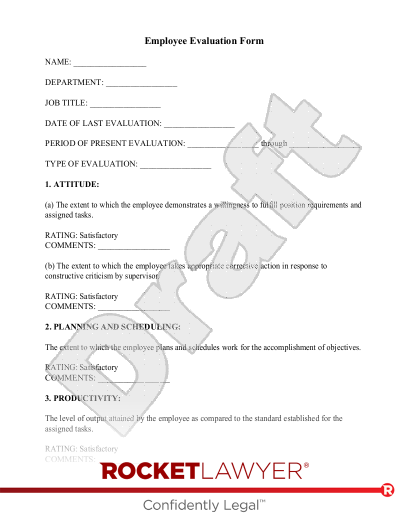 Employee Evaluation Form document preview