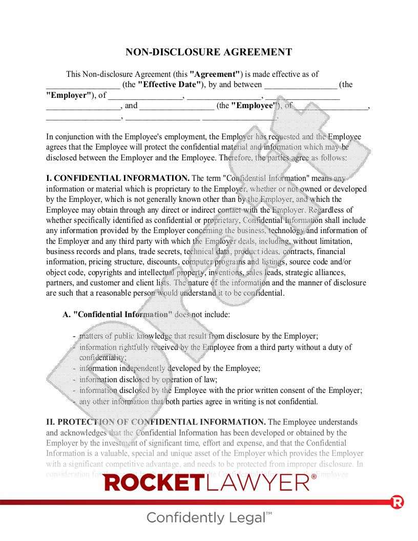 Employee Non-disclosure Agreement document preview