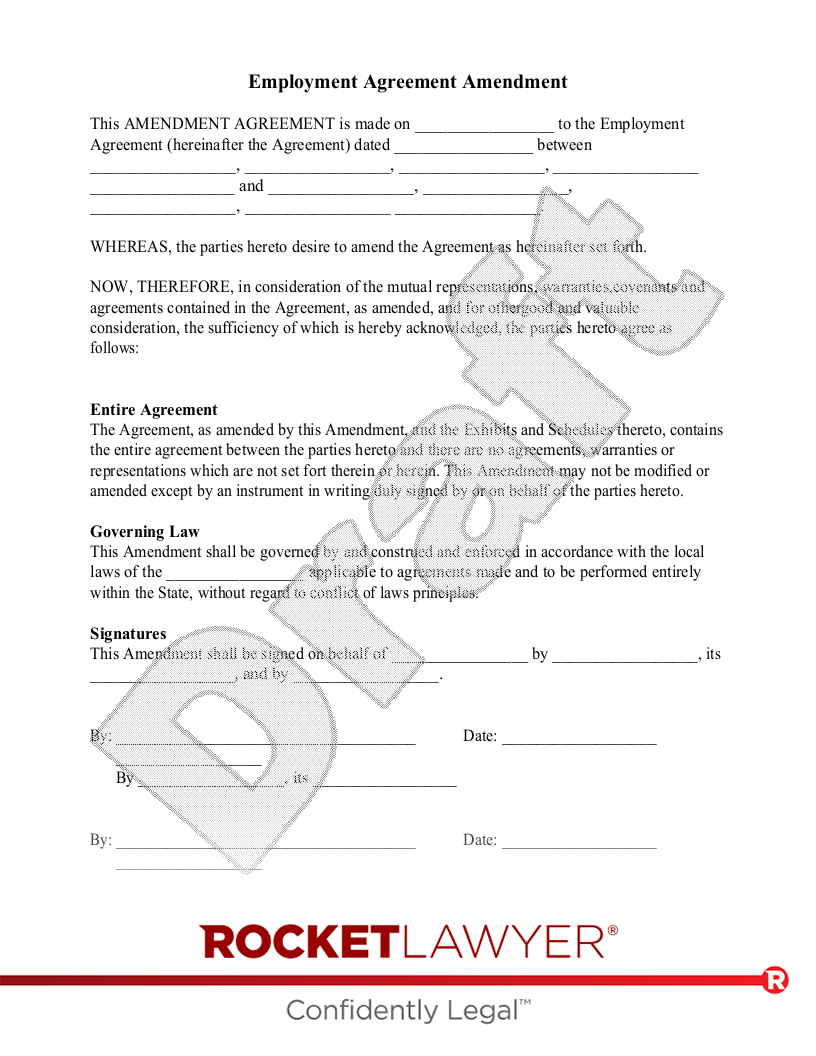 MAKE YOUR FREE Employment Agreement Amendment Amendment To Employment