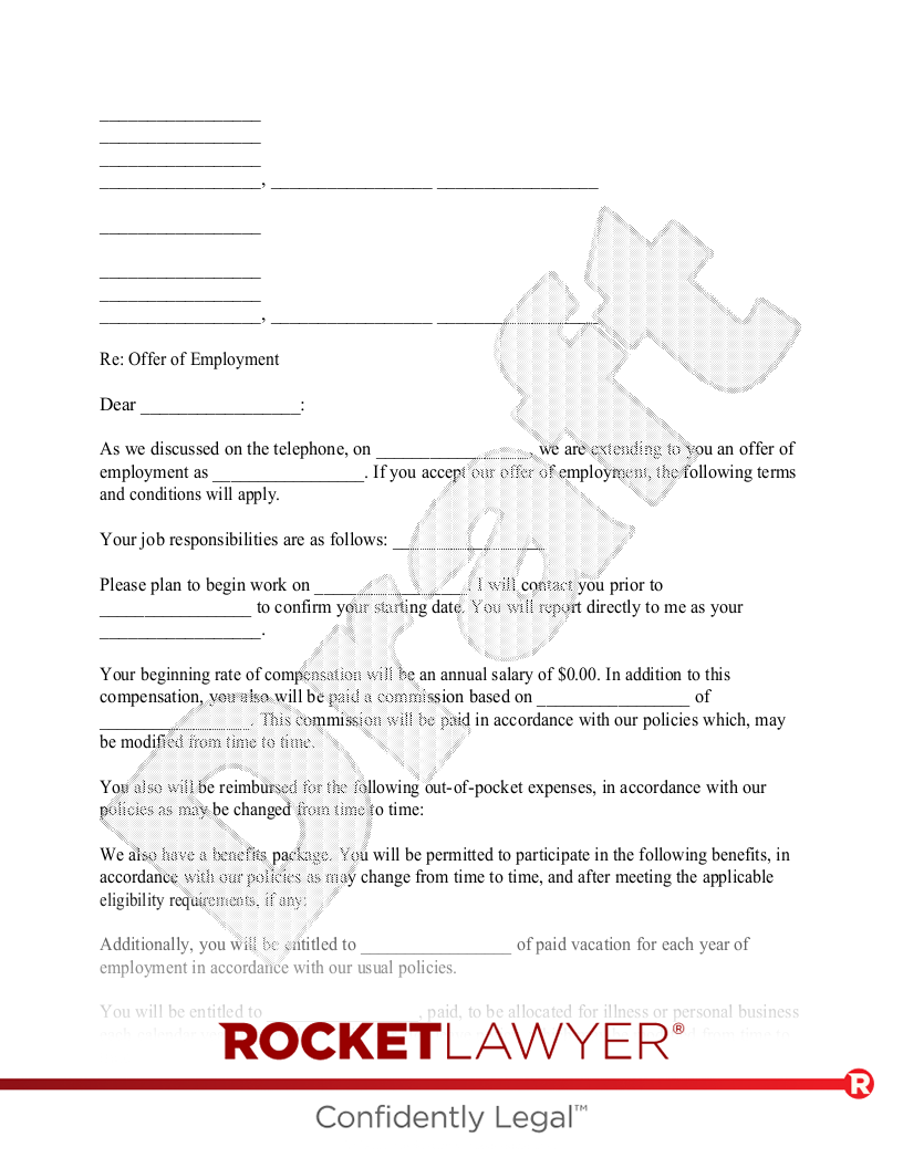 Employment Offer Letter document preview
