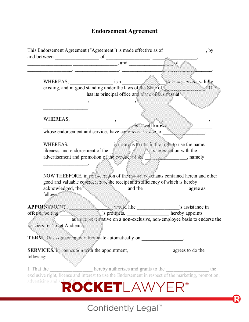 Endorsement Agreement document preview