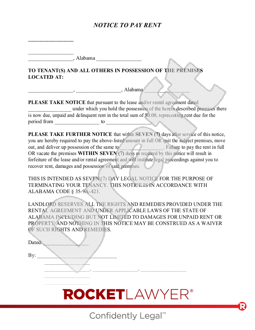 Alabama Eviction Notice document preview