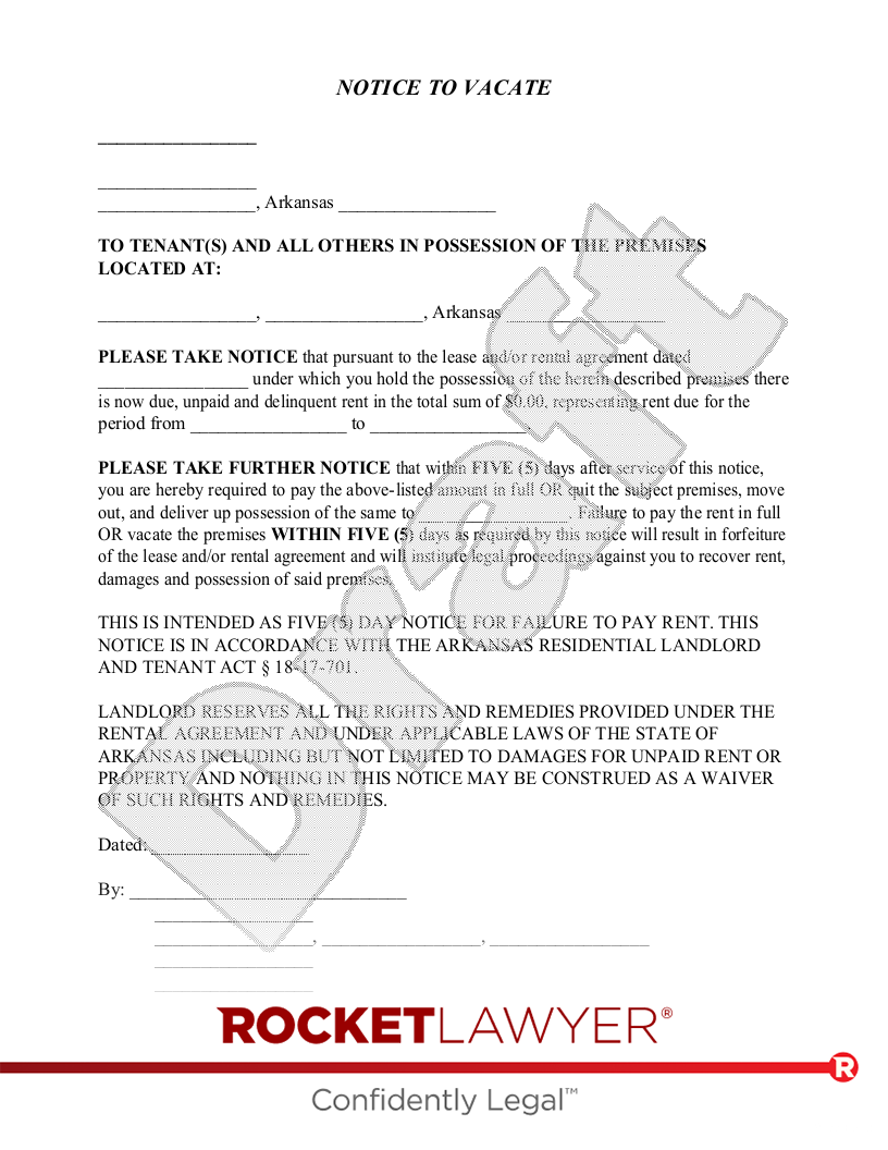 Arkansas Eviction Notice document preview