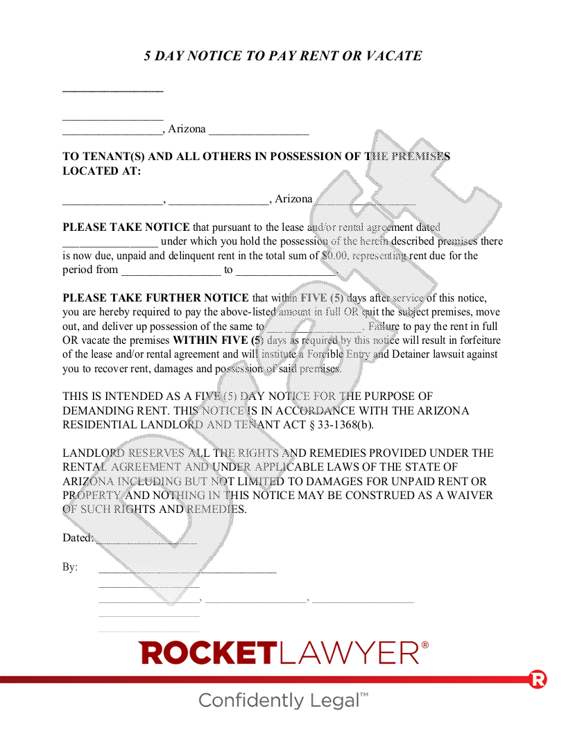 Arizona Eviction Notice document preview