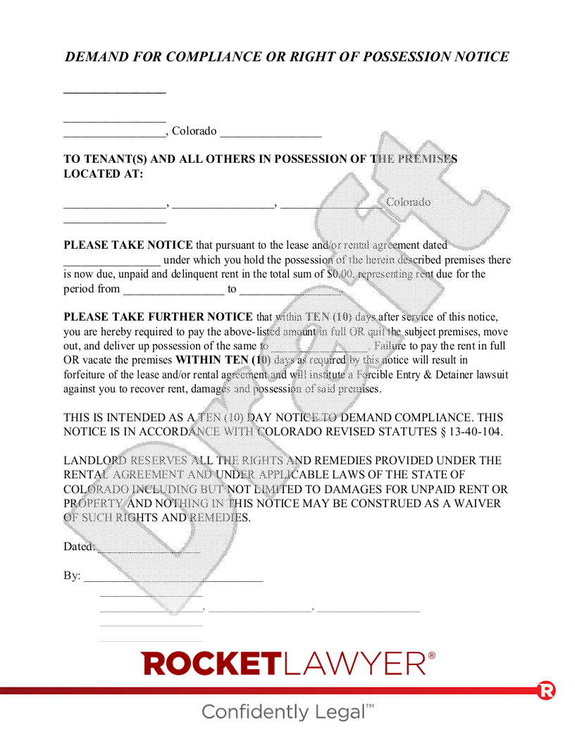 Colorado Eviction Notice document preview