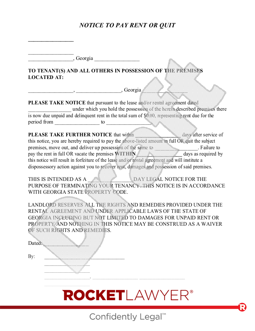 Free GA Eviction Notice: Make & Download - Rocket Lawyer