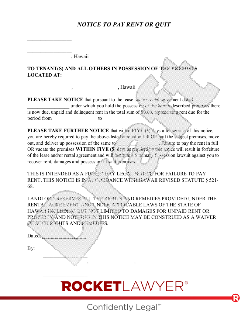 Free Hawaii Eviction Notice Template & FAQs - Rocket Lawyer