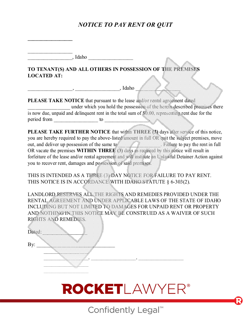 Idaho Eviction Notice document preview