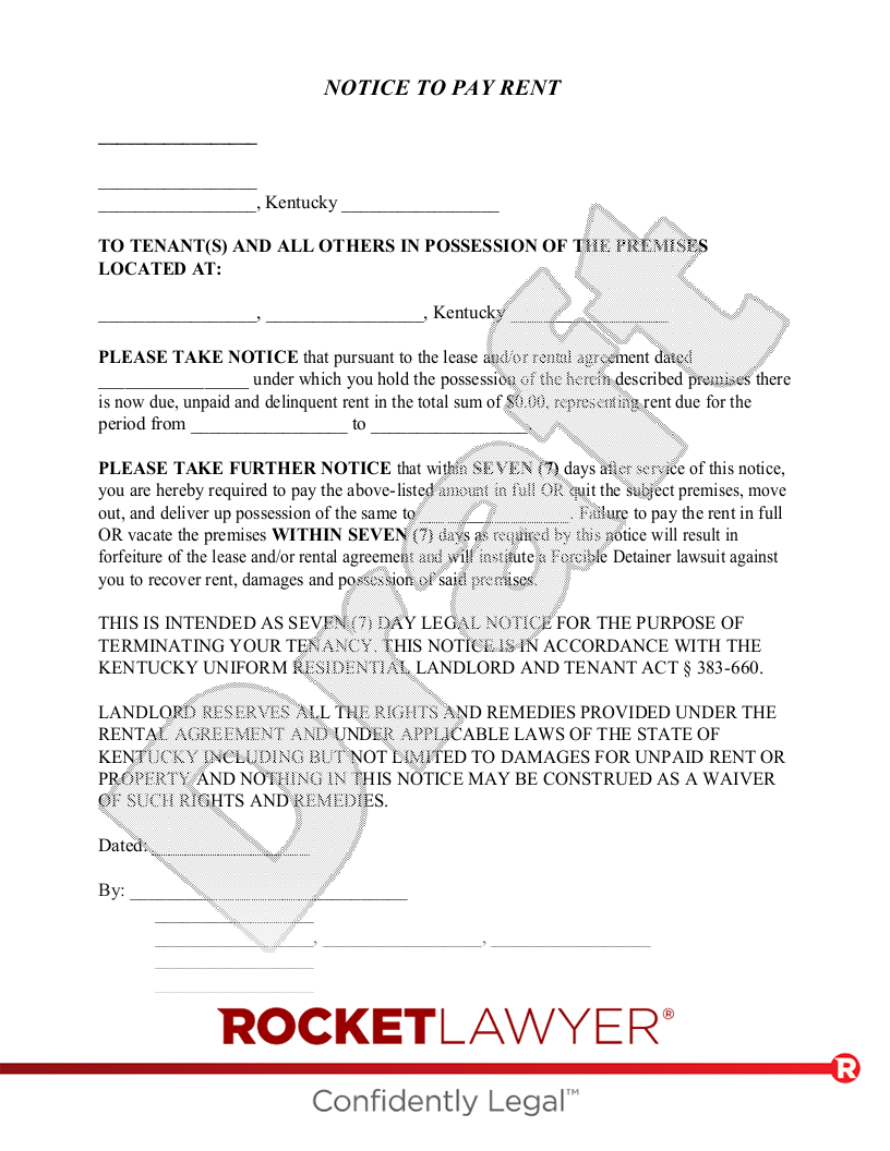 Kentucky Eviction Notice document preview