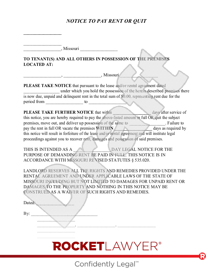 Missouri Eviction Notice document preview