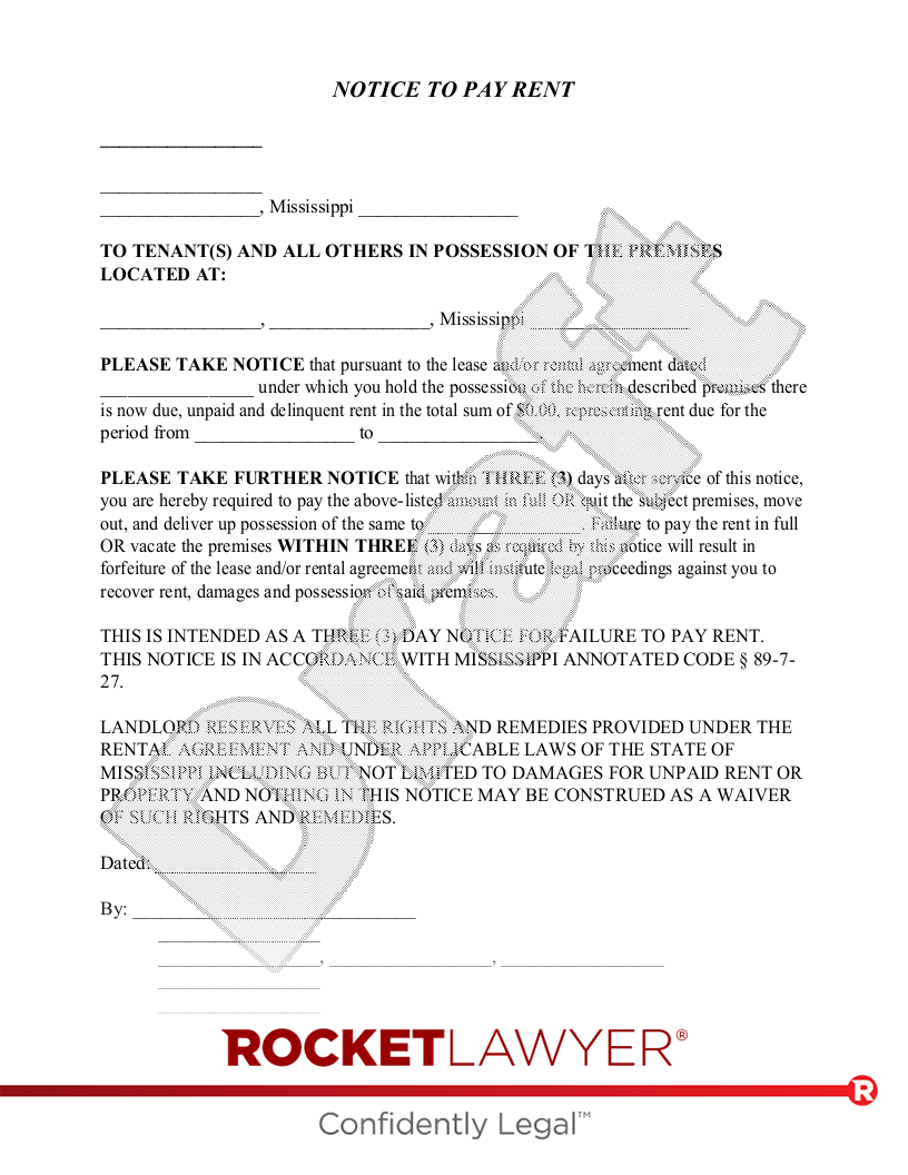 Mississippi Eviction Notice document preview